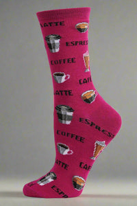Coffee Bamboo Crew Socks 9-11 - Fuchsia