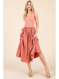 Sleeveless Midi Dress - Brick