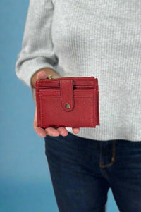 Mini Snap Button Wallet & Cardholder - Wine