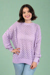 Light Weight Open Knit Sweater - Lavender