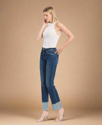 Mid Rise Cuffed Slim Straight Jeans L7