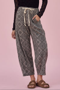 Paisley Printed Corduroy Pants - Navy