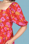 Floral Print Dress - Red