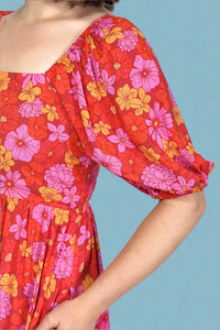 Floral Print Dress - Red