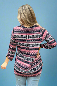 Lizzy Top - Pink Snowflake