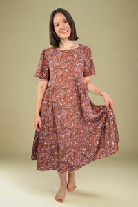 Round Neck Midi Dress - Clay