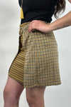 Dual Print Faux Wrap Skirt - Yellow