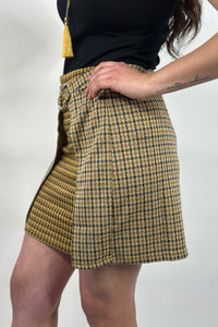 Dual Print Faux Wrap Skirt - Yellow