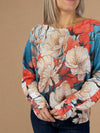 Floral Sparkle Printed Sweater - Blue