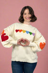 Rainbow Heart Shaped Patch Sweater