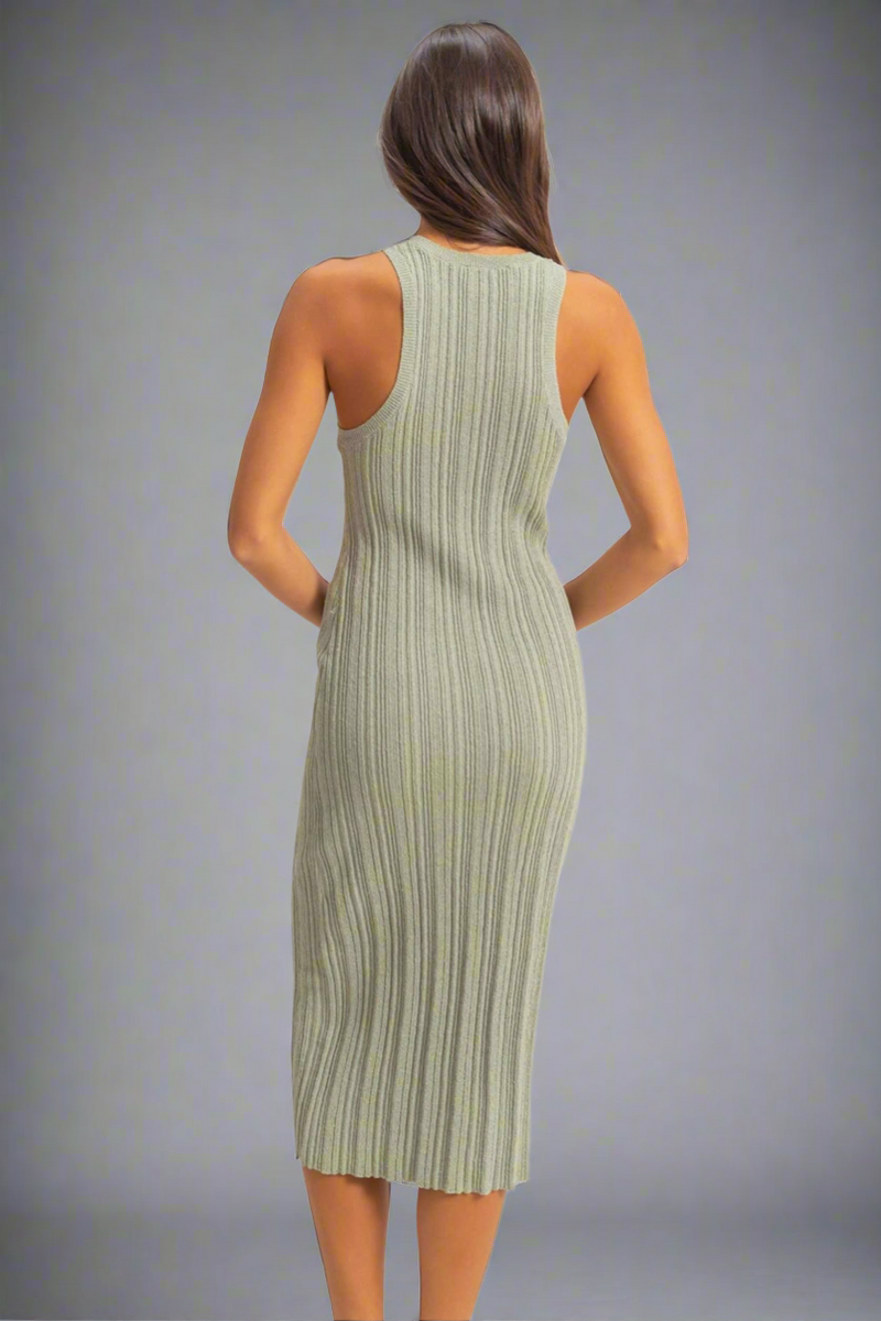 Bodycon Ribbed Knit Dress - Sage
