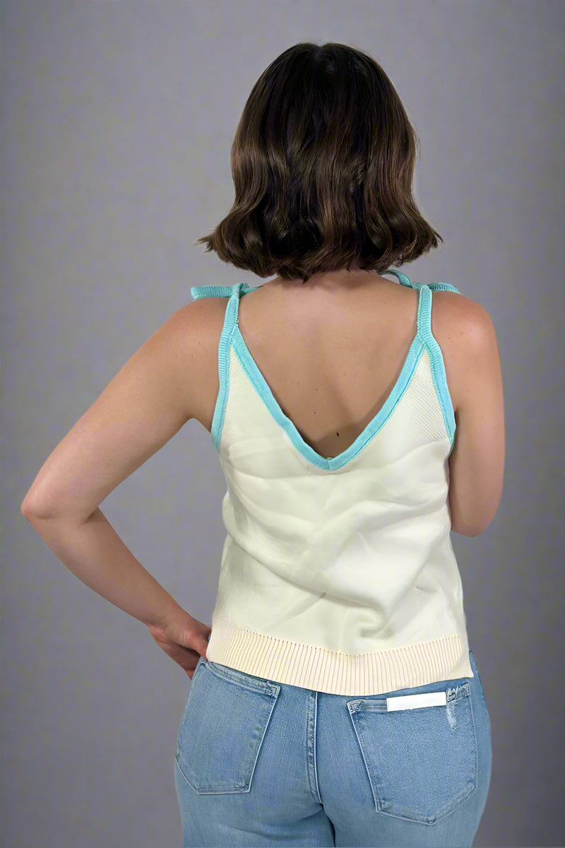 Tie Strap Paradise Sweater Tank - Blue