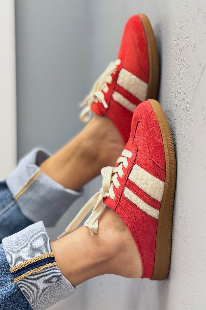 Sandra Stripe Backless Mule - Red
