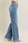 V-Front Raw Hem Baggy Jean - JB145