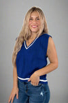 Cable Knit Sweater Vest - Navy