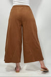 Wide-Leg Corduroy Culotte Pants - Camel