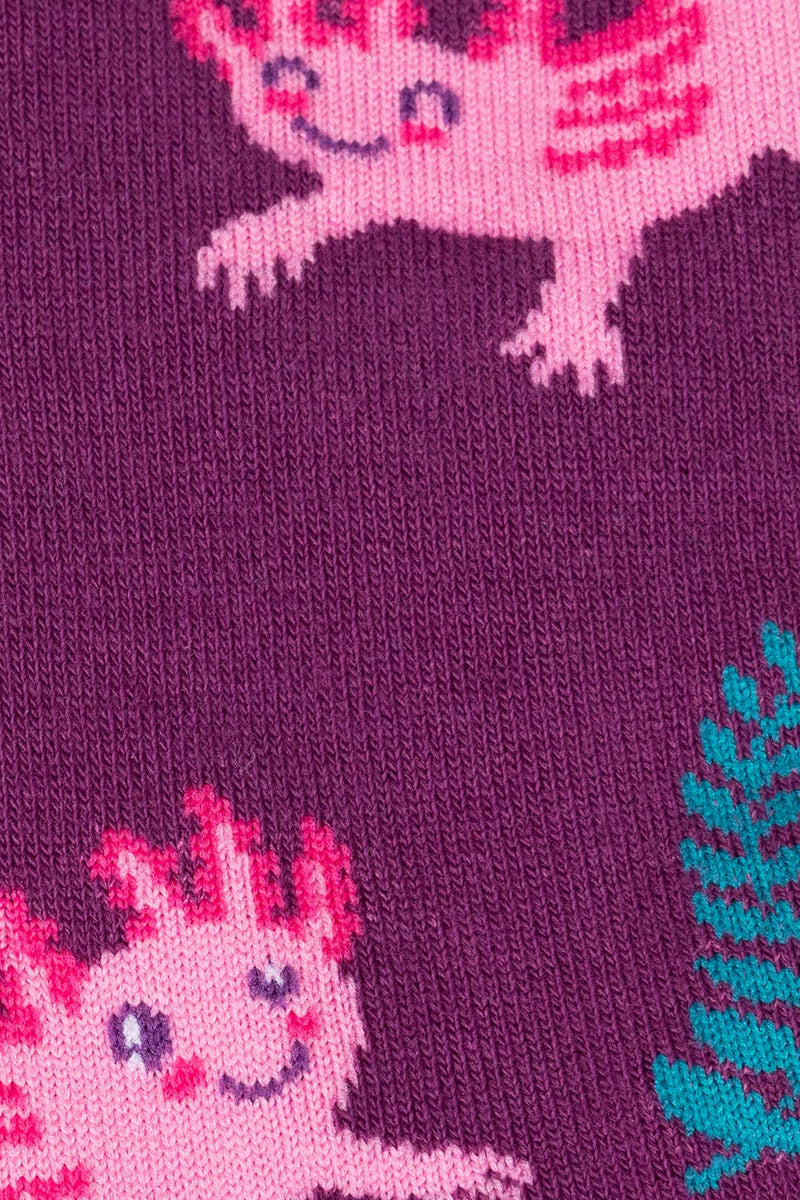 Pattern of pink dragons on a purple background