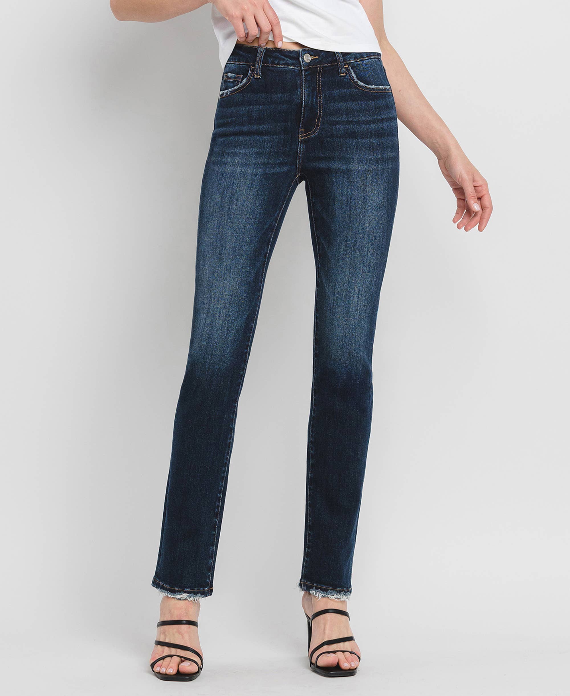 High Rise Long Slim Straight Jeans LV39