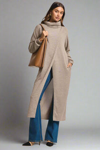 Cityscape Flowy Wrap Duster - Latte