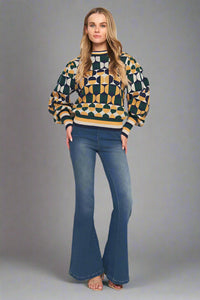 Jacquard Knit Sweater - Green