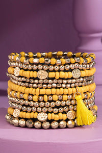 12 Layered Stretch Bracelet Set - Canary