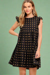 Textured Woven Mini Dress - Black