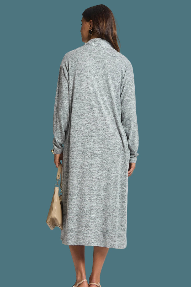 Brushed Tiger Open Cardigan - Charcoal