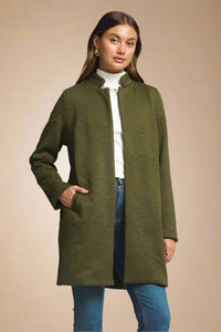Amara Jacquard Midi Coat - Olive