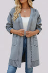 Cartoon Jacquard Long Cardigan - Grey