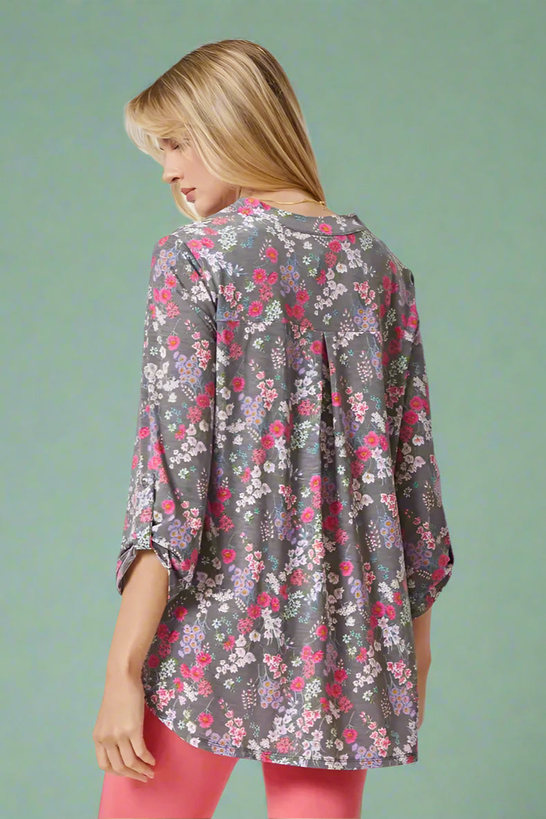 Lizzy Top - Grey Floral