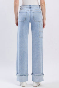 High Rise Carpenter Cuffed Wide Leg Jeans - LV1