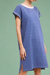 Side Slit Striped T Shirt Dress - Royal