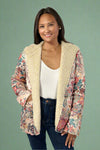 Paisley Floral Sherpa Hooded Jacket - Beige