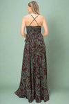 Paisley Sleeveless Wrap Maxi - Burgundy