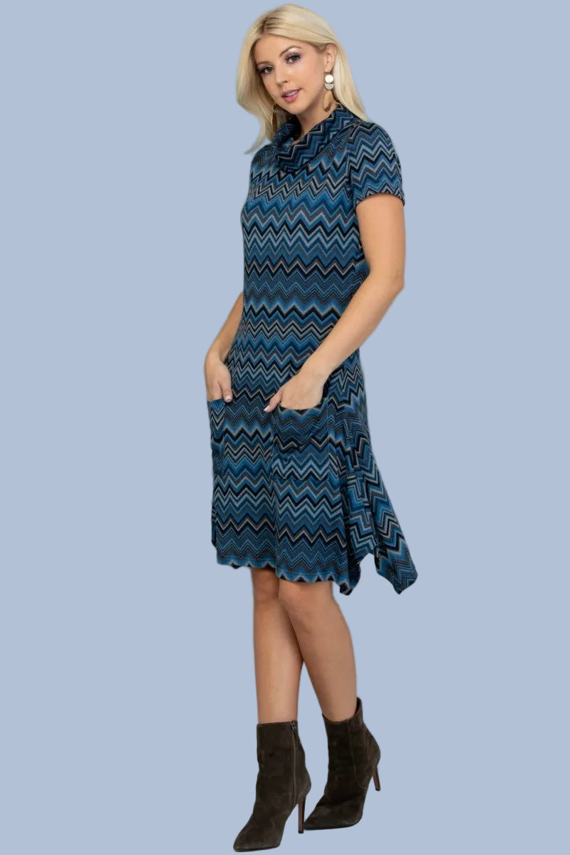 Stripe Print Winter Tunic Dress