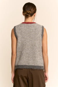 Striped Sweater Vest - Wine