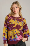 Animal Jacquard Print Sweater - Mulberry
