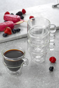Stackable Double Wall Glasses, 5 Oz Set of 4
