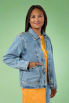 Scallop Trim Collar Denim Jacket - Sail Blue
