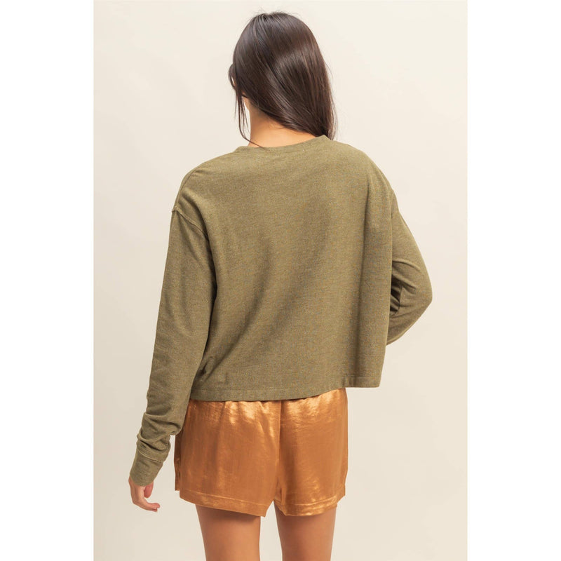 Crew Neck Cozy Sweatshirt - Olive