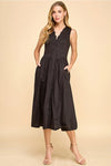 Scallop Neckline Dress - Black