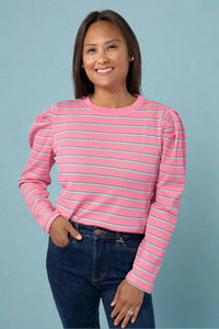 Stripe Textured Top - Rose