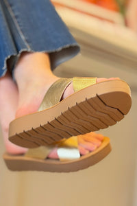 Lucy Cross Strap Sandal - Gold