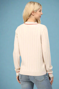 Rib Knit Button Cardigan - Oatmeal