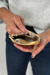 Flower Leather Coin Purse w/Keychain - Yellow