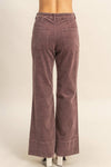 Mineral Washed Flare Pants - Brown