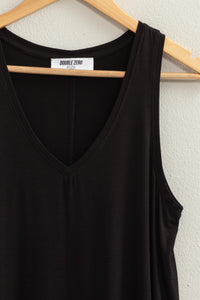 V Neck Tank Top - Black
