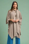 Flowy Draped Poncho - Latte