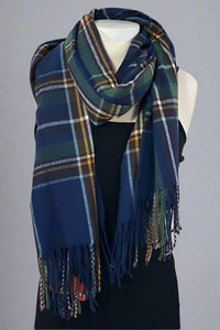Plaid Winter Scarf With Tassels
