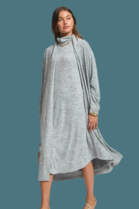 Brushed Tiger Open Cardigan - Charcoal